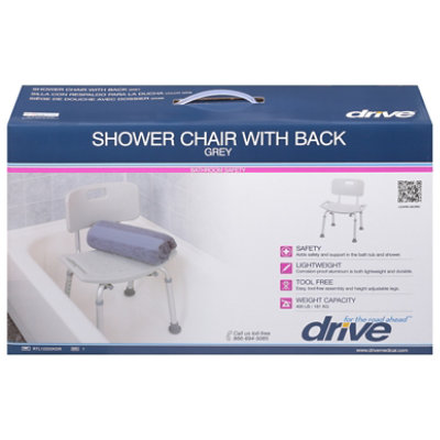 Drive Medical Shower Chair With Back Grey - Each