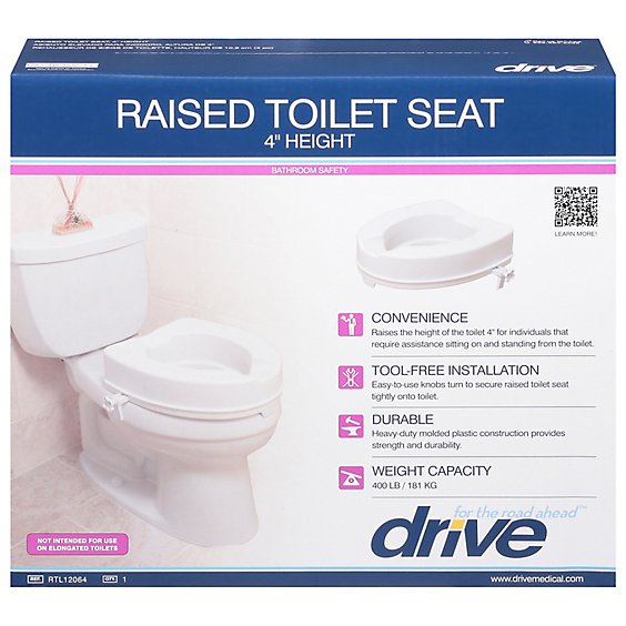 Drive Medical Raised Toilet Seat 4in Rtl12064 - Each