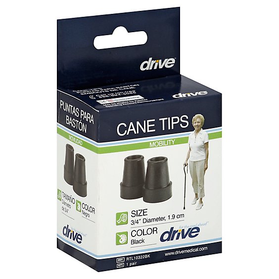 Drive Medical Cane Tips 3/4in Black - Each