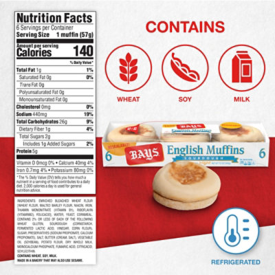 Bays Sourdough English Muffins 6 Count - 12 Oz - Image 3