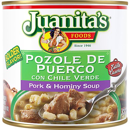 Juanitas Foods Pozole De Puerco Con Chile Verde Can - 25 Oz - Image 2