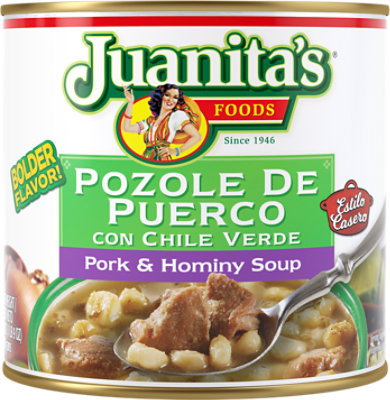 Juanitas Foods Pozole De Puerco Con Chile Verde Can - 25 Oz - Image 1