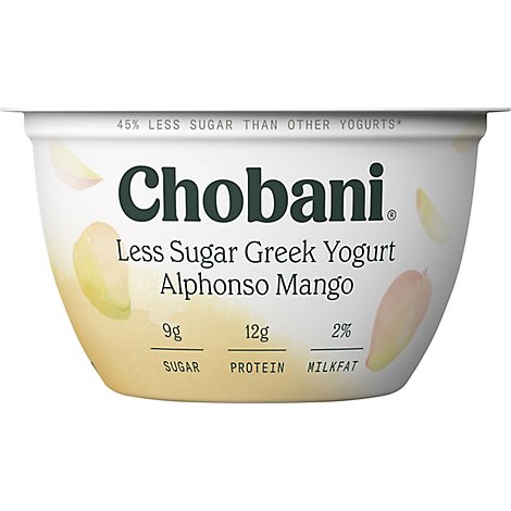 Chobani Yogurt Greek Less Sugar Alphonso Mango - 5.3 Oz