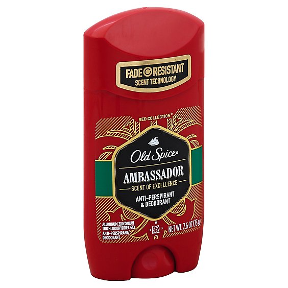 Old Spice Red Collection Anti Perspirant & Deodorant Invisible Solid Ambassador - 2.6 Oz