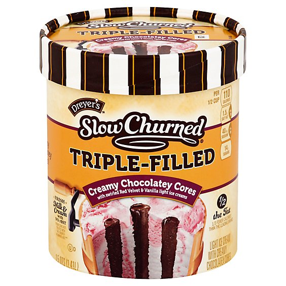 Dreyers Edys Ice Cream Slow Churned Triple-Filled Creamy Chocolatey Cores Tub - 1.5 Quart