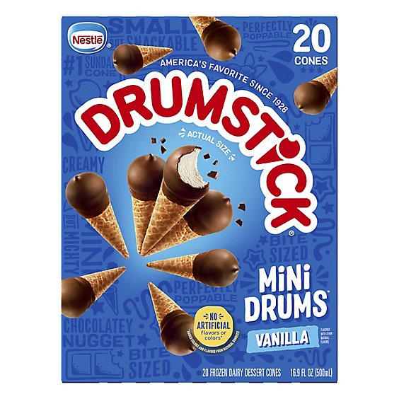 Drumstick Mini Drums Vanilla Sundae Cones - 20 Count