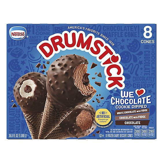 Drumstick We Love Chocolate Cookie Dipped White Chocolate with Fudge Variety Pack - 36.8 Fl. Oz.