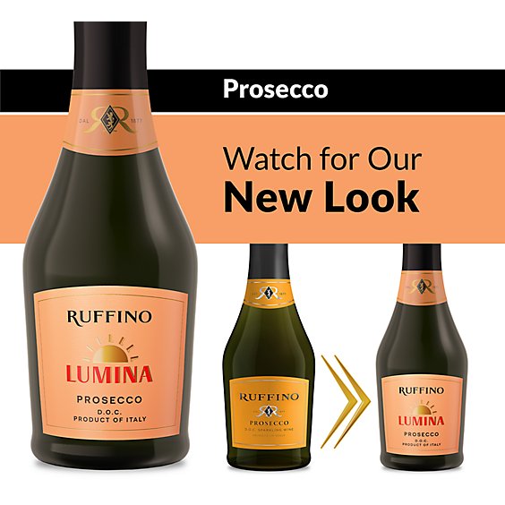 Ruffino Prosecco DOC Italian White Sparkling Wine Bottles - 3-187 Ml