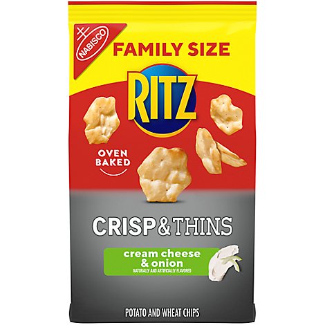 RITZ Crisp And Thins Family Size Cream Cheese & Onion Chips - 10 Oz