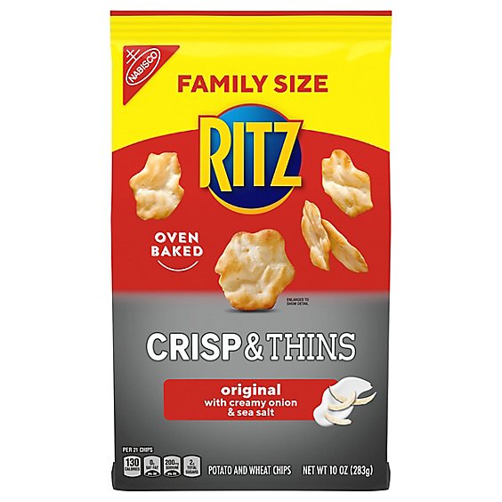 RITZ Crisp And Thins Original With Creamy Onion And Sea Salt Chips Family Size - 10 Oz