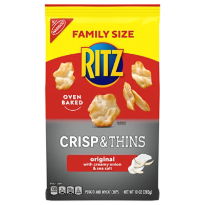 RITZ Crisp And Thins Original With Creamy Onion And Sea Salt Chips Family Size - 10 Oz