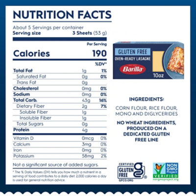 Barilla Gluten Free Oven Ready Lasagne Pasta - 10 Oz - Image 7