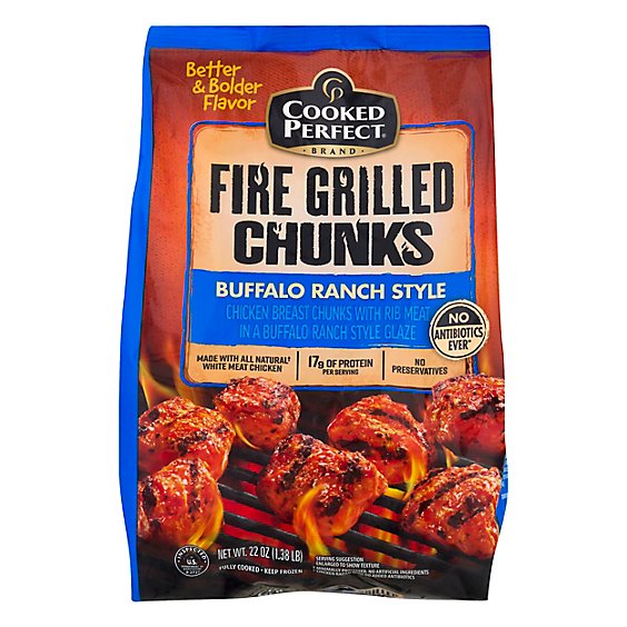Cooked Perfect Chicken Chunks Premium Fire Grilled Buffalo Ranch - 22 Oz