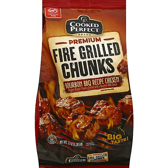 Cooked Perfect Chicken Chunks Premium Fire Grilled Bourbon Bbq - 22 Oz