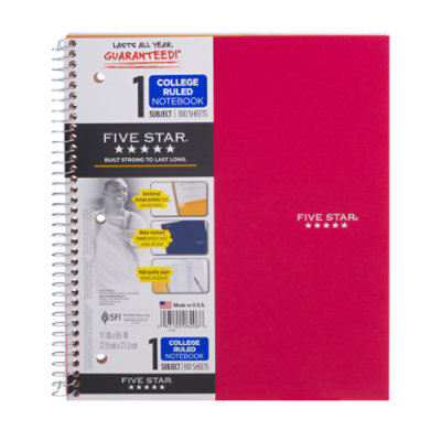 Mead Five Star 1 Subject Cr Notebook 100ct - Each