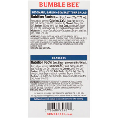 Bumble Bee Snack On The Run with Crackers Tuna Salad Rosemary Garlic & Sea Salt - 3.35 Oz - Image 6