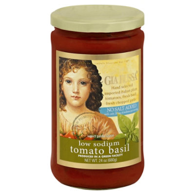 Gia Russa Select Pasta Sauce Low Sodium No Salt Added Tomato Basil Jar
