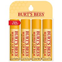 Burt's Bees Original Beeswax 100% Natural Origin Moisturizing Lip Balm Tubes - 4 Count - Image 1
