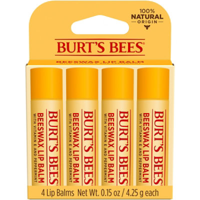sector ontvangen ik ben slaperig Burt's Bees Original Beeswax 100% Natural Origin Moisturizing Lip Balm  Tubes - 4 Count - Safeway