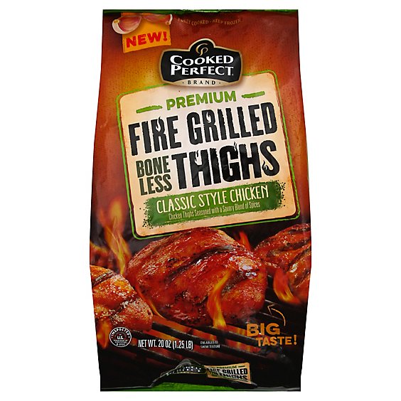 Cooked Perfect Chicken Thighs Premium Fire Grilled Boneless Classic Style - 20 Oz