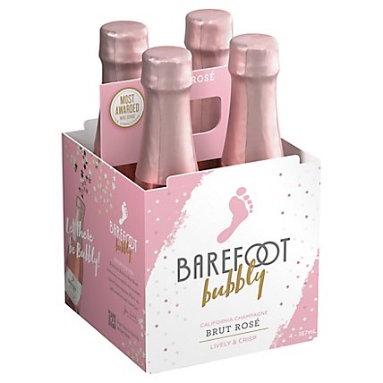 Barefoot Bubbly Brut Rose Wine - 4-187 Ml - Image 1