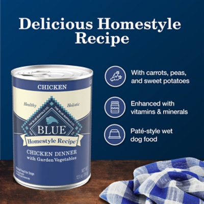 Blue Dog Food Homestyle Recipe Dinner Chicken With Garden Vegetables Can - 12.5 Oz - Image 3