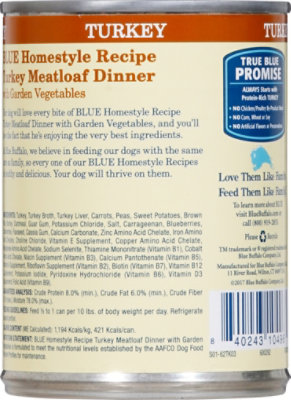 Blue Dog Food Homestyle Recipe Dinner Turkey Meatloaf With Garden Vegetables Can - 12.5 Oz - Image 5