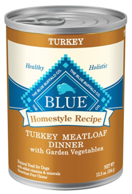 Blue Dog Food Homestyle Recipe Dinner Turkey Meatloaf With Garden Vegetables Can - 12.5 Oz