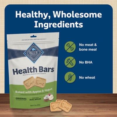 Blue Health Bars Natural Apple & Yogurt Crunchy Dog Biscuit Treats Bag - 16 Oz - Image 7