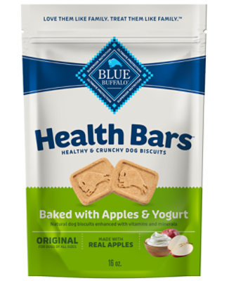 Blue Dog Food Biscuits Health Bars Baked Apples & Yogurts Bag - 16 Oz