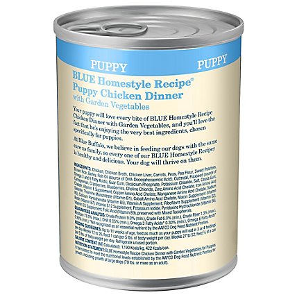 Blue Dog Food Homestyle Recipe Dinner Chicken With Garden Vegetables Puppy Can - 12.5 Oz - Image 4