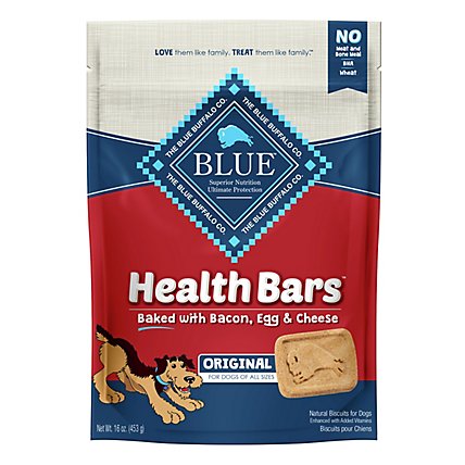 Blue Dog Food Biscuits Health Bars Baked Bacon Egg & Cheese Bag - 16 Oz - Image 2