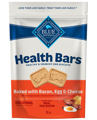 Blue Dog Food Biscuits Health Bars Baked Bacon Egg & Cheese Bag - 16 Oz - Image 1