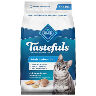 Blue Buffalo Tastefuls Natural Dry Food  Adult Indoor Cats Chicken & Brown Rice Recipe - 10 Lb - Image 1