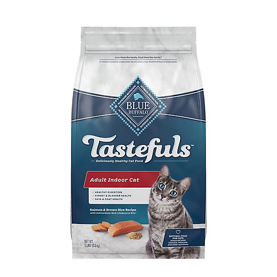 Blue Tastefuls Indoor Natural Salmon Adult Dry Cat Food Bag - 5 Lb