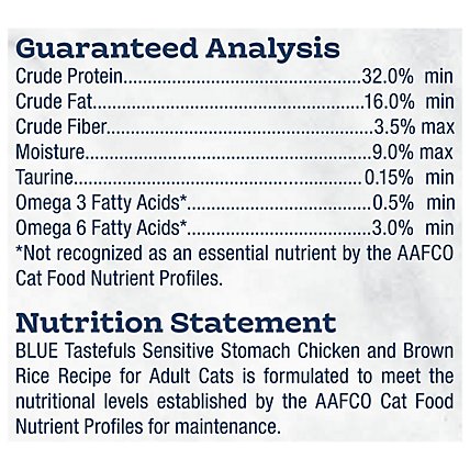 Blue Cat Food Sensitive Stomach Adult Chicken & Brown Rice Recipe - 10 Lb