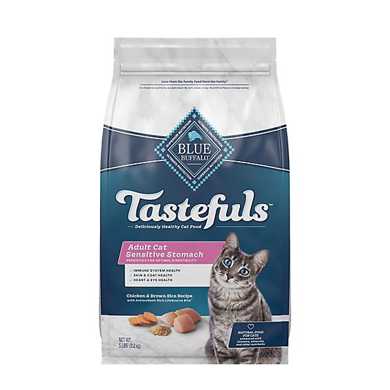 Blue Tastefuls Sensitive Stomach Natural Chicken Adult Dry Cat Food Bag - 5 Lb