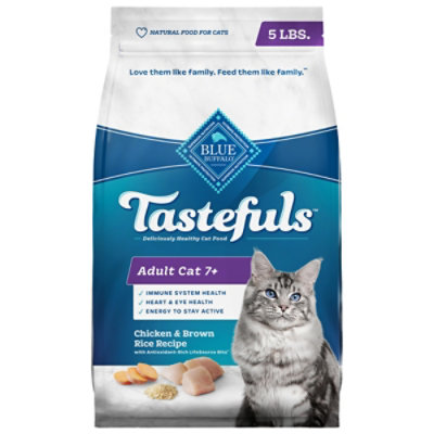 Blue Buffalo Tastefuls Natural Dry Food for Adult Cats 7+ Chicken & Brown Rice Recipe - 5 Lb - Image 1