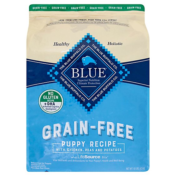 Blue Dog Food Life Protection Formula Puppy Chicken Recipe Grain Free Bag - 10 Lb