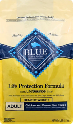 Blue Dog Food Life Protection Formula Adult Healthy Weight Chicken Brown Rice Bag 6 Lb starmarket