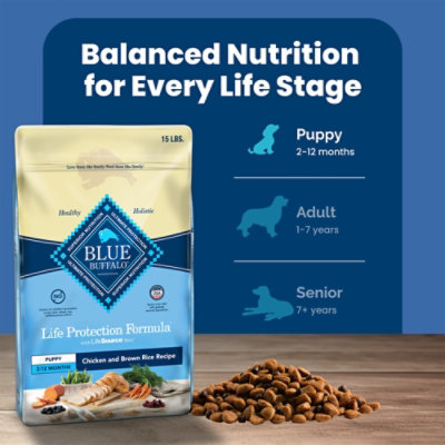 Blue Life Protection Formula Natural Chicken and Brown Rice Puppy Dry Dog Food 15 Lb acmemarkets