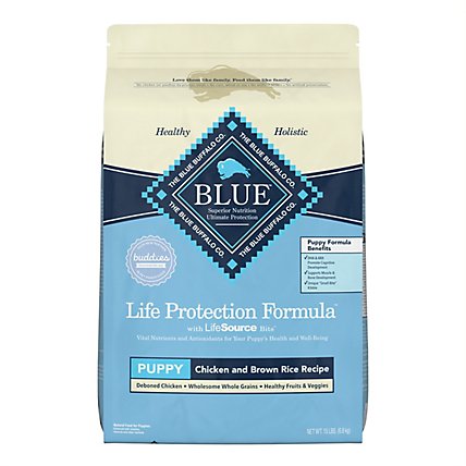 Blue Dog Food Life Protection Formula Puppy Chicken & Brown Rice Bag - 15 Lb - Image 1