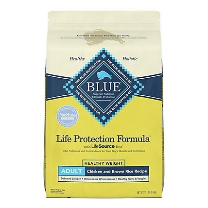 Blue Dog Food Life Protection Formula Adult Healthy Weight Chicken & Brown Rice Bag - 15 Lb - Image 1