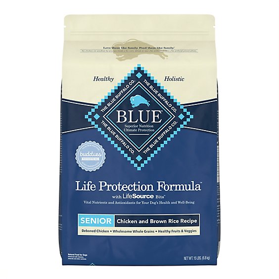 Blue Dog Food Life Protection Formula Senior Chicken & Brown Rice Bag - 15 Lb