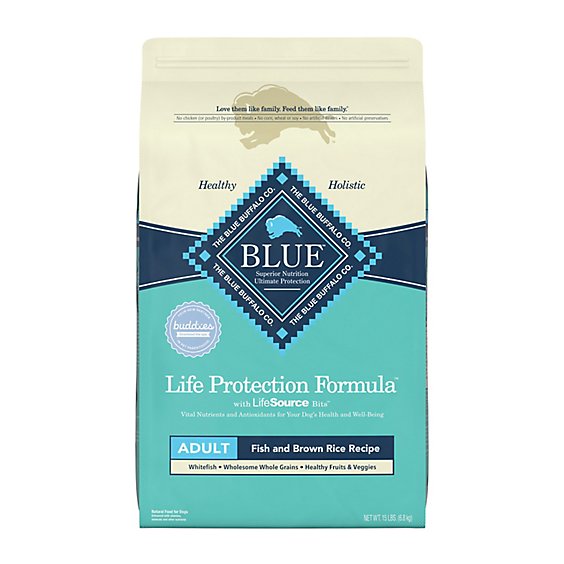 Blue Life Protection Formula Natural Fish and Brown Rice Adult Dry Dog Food - 15 Lb