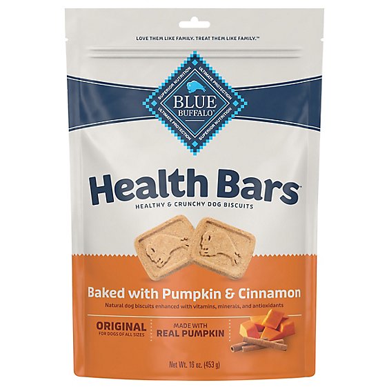 BLUE Dog Food Biscuits Health Bars Baked Pumpkin & Cinnamon Bag - 16 Oz
