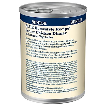 Blue Dog Food Homestyle Recipe Dinner Chicken With Garden Vegetable Senior Can - 12.5 Oz - Image 6