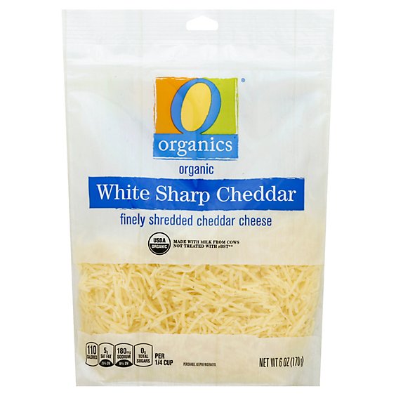 O Organics Organic Cheese Cheddar White Sharp Shredded - 6 Oz