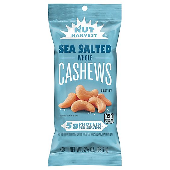 Nut Harvest Cashew Whole Sea Salted Bag - 2.25 Oz