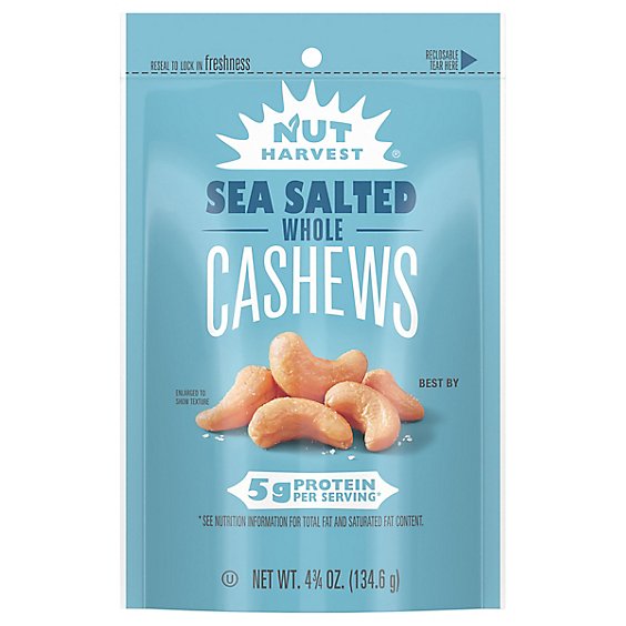 Nut Harvest Sea Salted Whole Cashews - 4.75 Oz